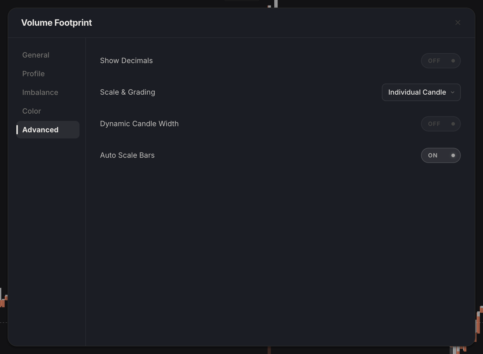Footprint settings, Advanced tab