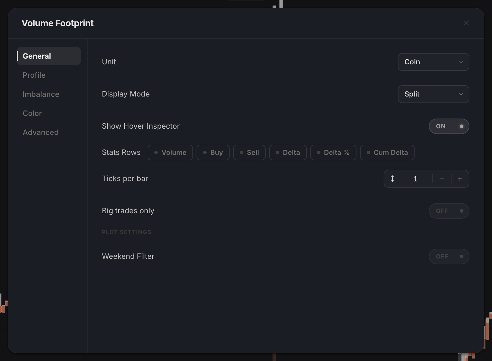Footprint settings, General tab